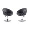 Manhattan Comfort Hopper Swivel Adjustable Height Faux Leather Chair in Black and Polished Chrome, PK2 2-AC036-BK - alternate 1